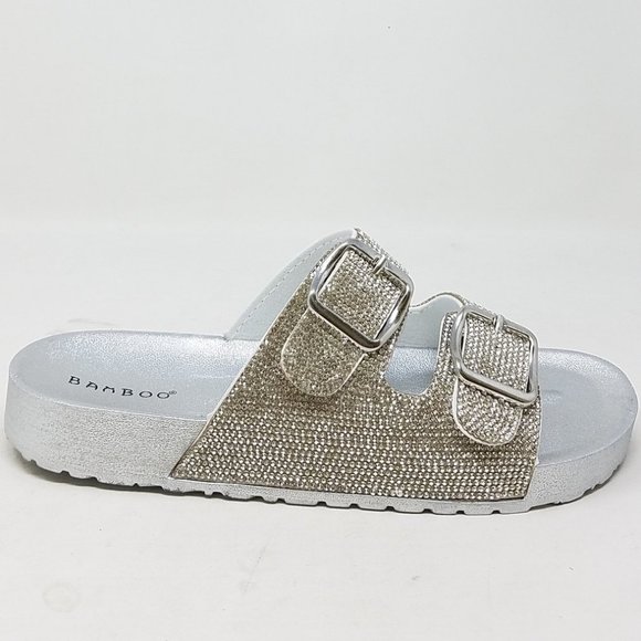 NEW! Silver Sparkle Buckle Slides - Picture 2 of 7
